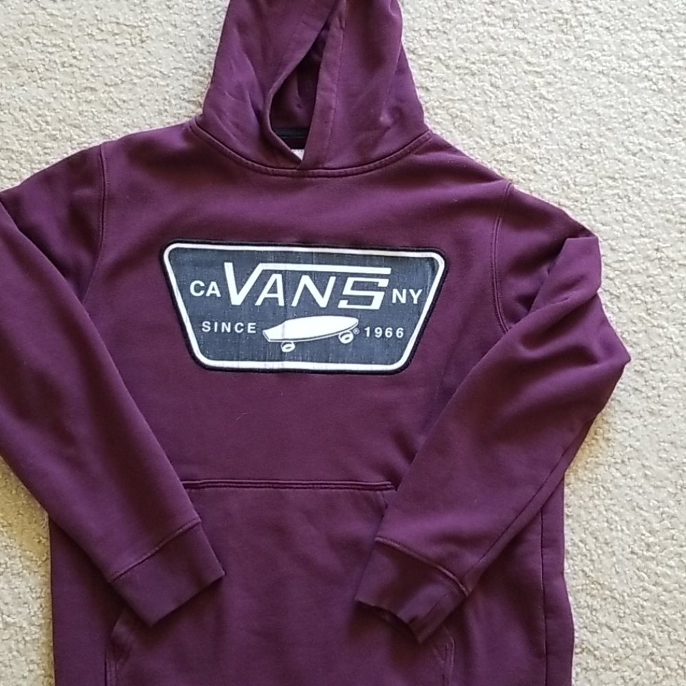 Boys Burgundy Vans Hooded Sweatshirt